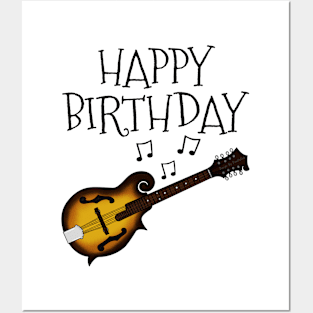 Mandolin Happy Birthday Mandolinist Folk Musician Posters and Art